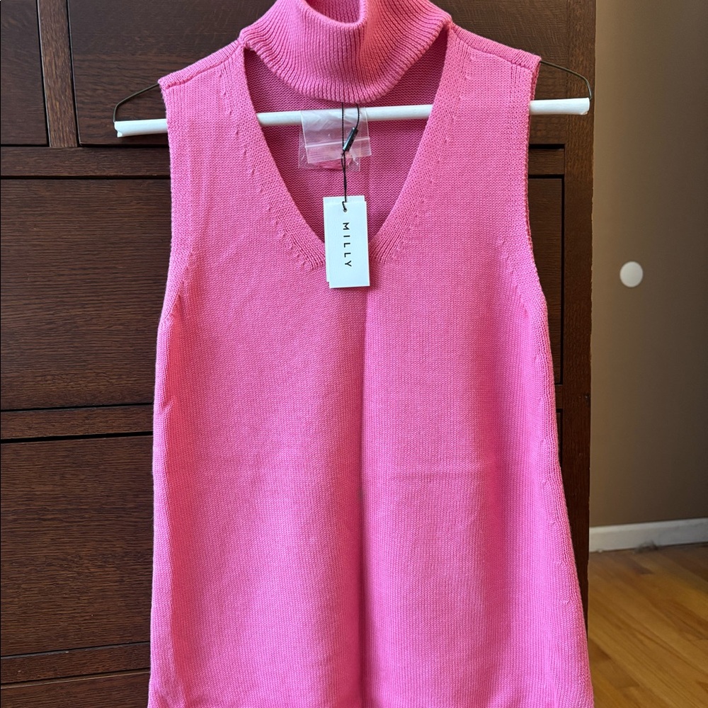 Milly sleeveless turtleneck sweater with cutout
